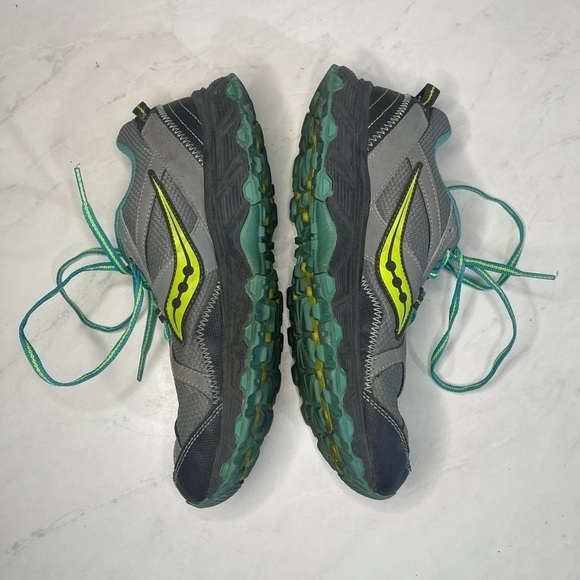 Saucony Raptor TR 2 Gray Green Lace Up Running Shoes Size 10.5 - Picture 3 of 8